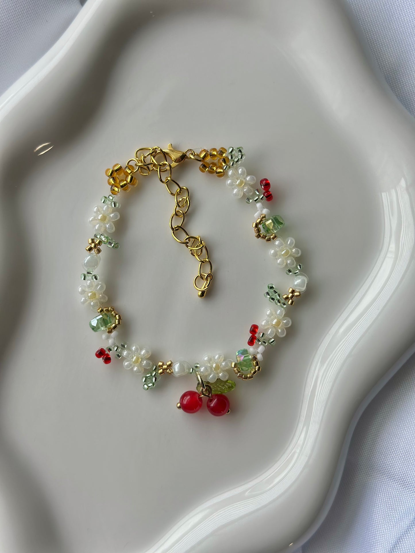 Beaded Cherry Bracelet | Handmade Beaded Bracelet